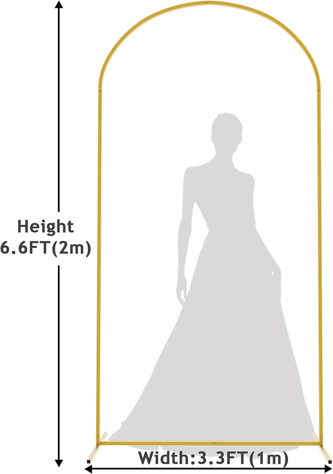 Asee'm 6.6FT Gold Metal Arch Backdrop Stand Wedding Balloon Background | Arched - Image 2
