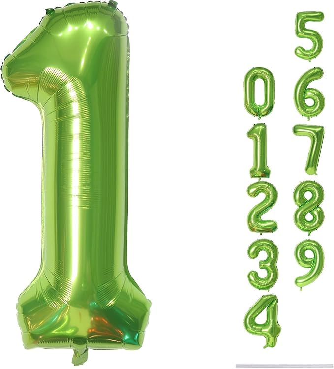 40 Inch Green Number 1 Balloon for 1st Birthday Decoration, Large Self Inflate by Lingqiang