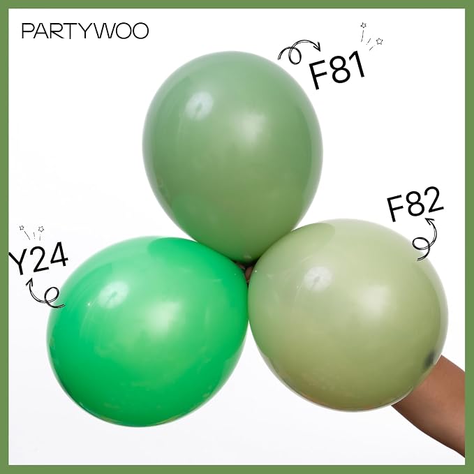 PartyWoo Pink and Green Balloon Arch Kit 142pcs Baby Pink Green Balloons | - Image 4