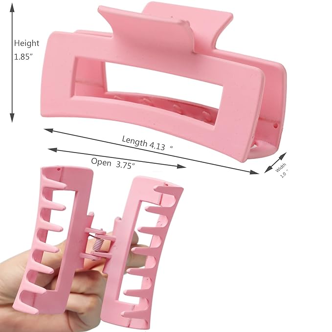 Dorable Pink Claw Clips for Women - Strong Holding Polycarbonate Hair Clips, Rose Nonslip Jaw for Fine and Thin Hair, 3 Counts Fushia
