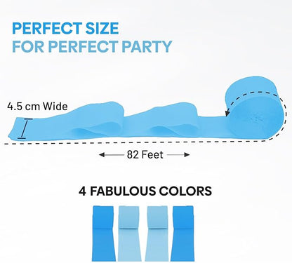4 Blue Streamers, 328ft Pack of Crepe Paper Bachelorette Party Decorations | - Image 2