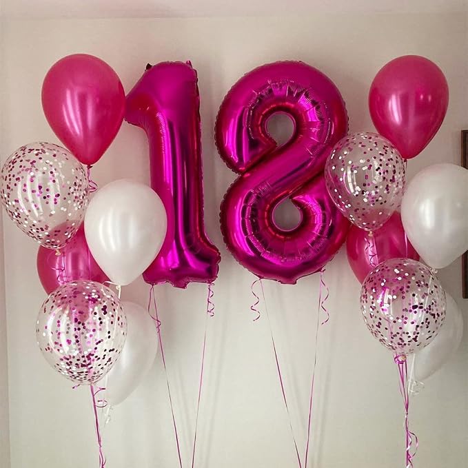 Hot Pink 18 Balloon Numbers, 40 Inch 18th or 81st Birthday Balloon Foil Mylar - Image 4