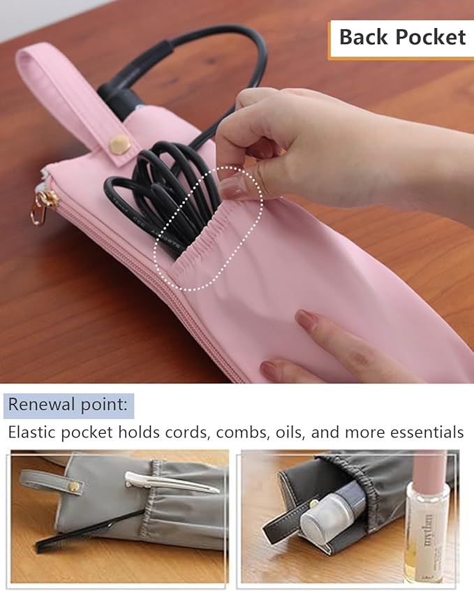 Lifeplus Holder & Mat for Hot Tools, Curling Iron Flat Iron Heat Resistant Hair Tools Travel Bag - Ideal for Home, Travel, Gift (Black)