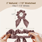 THXSILK 100% Mulberry Silk Bow Scrunchies 3-Pack, 22 Momme Mulberry Silk Hair Ties for Women, Cute Bunny Ear No Damage Ponytail Holders, Fashion Hair Accessories for Girls(M, Purple)