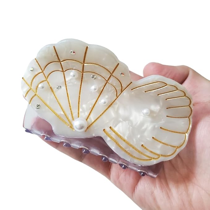 Pearl Mussel Claw Clip,Acetate Hair Clips,Small Claw Clips for Women