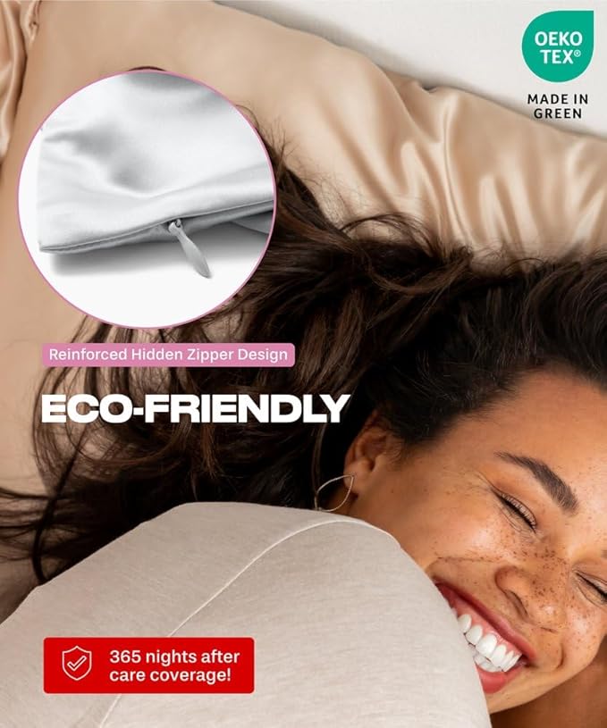 SUNDAYSILKS™ Premium Silk Pillow Cases | 100% Mulberry Silk Pillowcase with Zipper, All Sides Real 22 Momme Grade 6A Silk, Standard Queen, King Size [Silver Quartz]