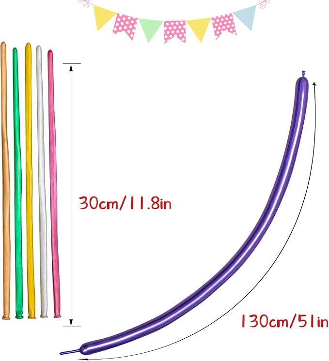 Metallic 260 long balloons 100 Pack Multicolored Twisting Animal Balloons - Image 3