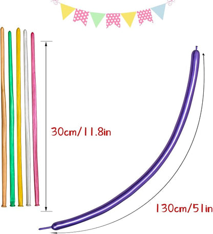 Metallic 260 long balloons 100 Pack Multicolored Twisting Animal Balloons - Image 3