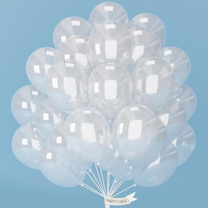 PartyWoo Clear Balloons 101pcs Transparent Latex Helium Balloons 12 Inch | by PartyWoo