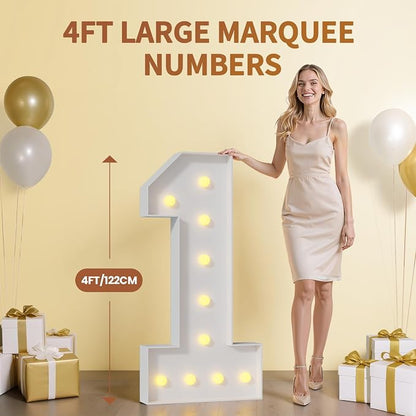 4FT Light Up Marquee Number 0 Warm White Light | Party Decor - Image 5