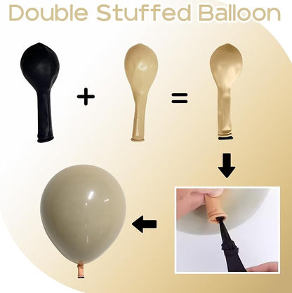 HILAVO Brown Gold Balloons, 12 inch Double Stuffed Brown Gold and Cream Beige - Image 7