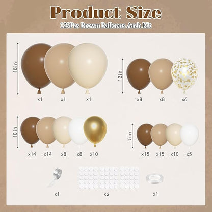 Ouddy Party Brown Balloons Arch Garland Kit 18 12 10 5 Inch | Different Sizes - Image 2