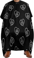 Large Long Hair Cutting Cape, Salon Apron Cat Dog Paw Prints Heart Black Haircuting Salon Cape Gown for Hair Cutting Styling