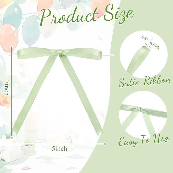 Riceshoot Sage Green Bows - Image 2