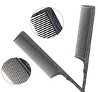 PERFEHAIR Heat Resistant Rat Tail Combs for Flat Iron Straightening, 2 Pieces Carbon Fiber Anti Static Styling Combs for Women, Fine and Wide Teeth, Black