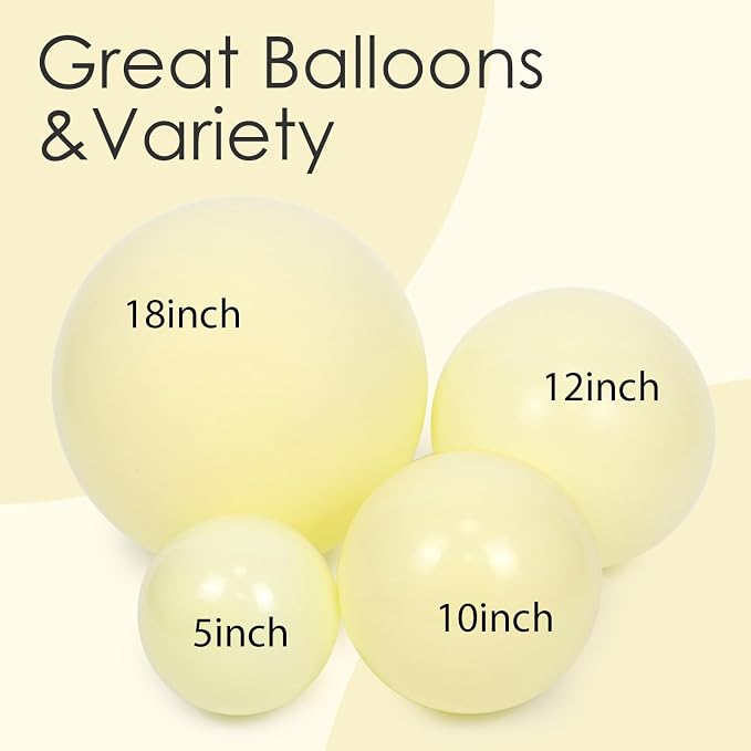 Awenztech 122pcs Pastel Yellow Balloons Different Sizes 18 12 10 5 inch Light - Image 8