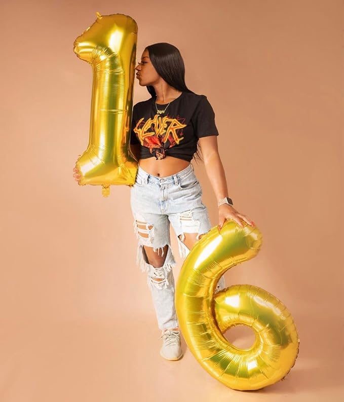 Gold 6 Balloon - Number Balloon 40 Inch, 6th Gold Birthday Decorations | Giant - Image 2