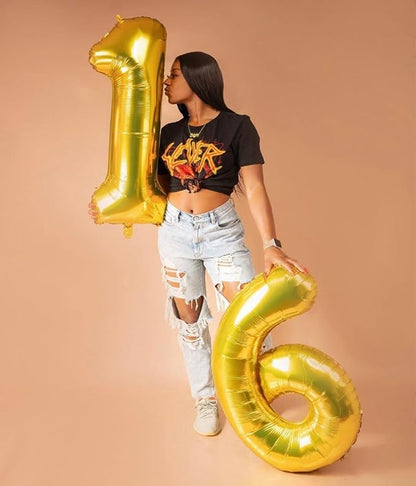 Gold 6 Balloon - Number Balloon 40 Inch, 6th Gold Birthday Decorations | Giant - Image 2