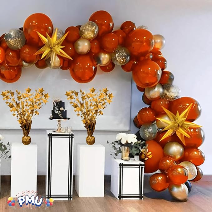 PMU 3 Pack Bursting Star Metallic Foil Spray Centerpiece- Metallic Orange - Image 2