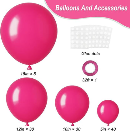 RUBFAC Hot Pink Balloons Different Sizes 105pcs 5/10/12/18 Inch - Image 2