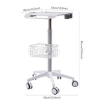 Iron Salon Instrument Tray, Height Adjustable Trolley Cart Tray Station on Wheels for Salon Tattoo Spa Beauty Service Holder Tool Storage(White,Iron)