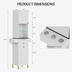 Salon Stations for Hair Stylist, Barber Station w/Glass Shelf & Golden Handles, Hair Salon Station Beauty Salon Spa Equipment w/6 Hair Dryer Holders, 2 Storage Cabinet & Drawers(White)