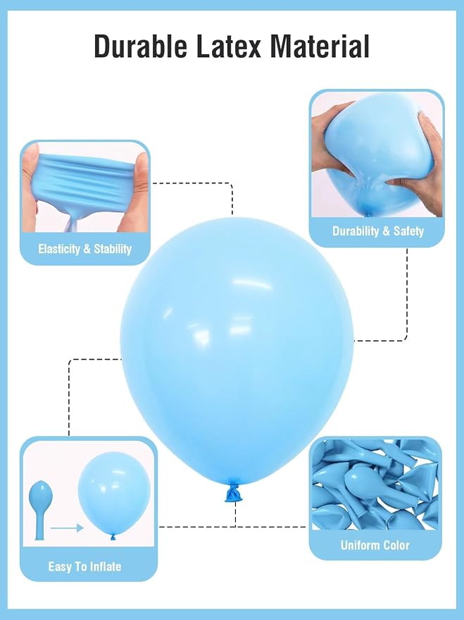 Light Blue Balloons 12 Inch 60 Pcs Pastel Baby Sky Blue Latex Balloons - Image 4