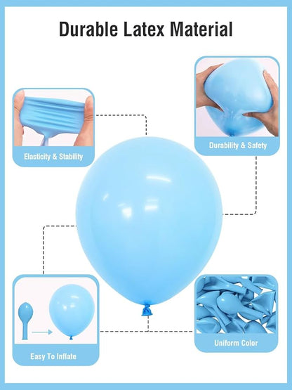 Light Blue Balloons 12 Inch 60 Pcs Pastel Baby Sky Blue Latex Balloons - Image 4