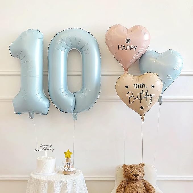 40 Inch Matte Blue 0 Number Balloons Light Blue Number 0 Foil Balloon Mylar - Image 3