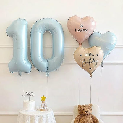 40 Inch Matte Blue 0 Number Balloons Light Blue Number 0 Foil Balloon Mylar - Image 3