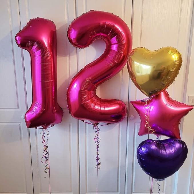 Hot Pink 12 Balloon Numbers, 40 Inch 12 or 21 Birthday Balloon Foil Mylar - Image 3