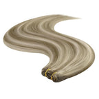 YoungSee Human Hair Sew in Extensions Highlights Double Weft Human Hair Extensions Light Brown Highlight with Blonde Weft Hair Extensions Human Hair for Woman 100G 24 inch