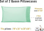 Sunflower Queen Pillowcases Set of 2, 100% Cotton Queen Pillow Cases 2, 20×30 inches Zephyr Green, Soft and Breathable
