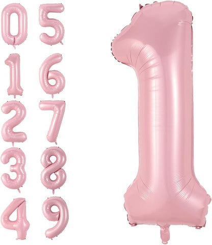 Light Pink 1 Balloon, 40 Inch Large Pastel Pink Foil Helium Number Balloons 0-9 by KYGNE