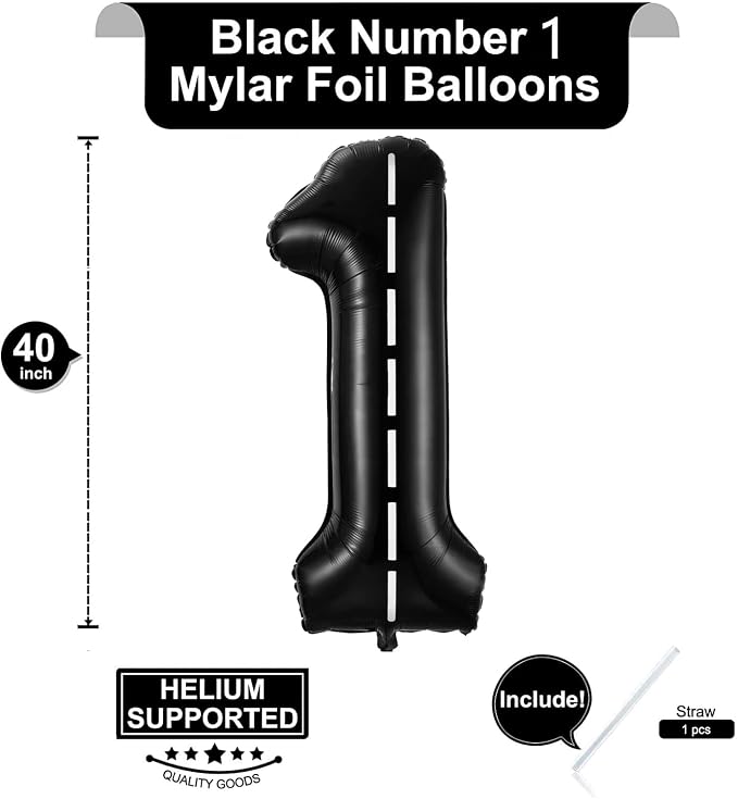 Race Car Number 1 Balloons, 40 Inch Birthday Balloons, Two Fast Balloon Race - Image 2