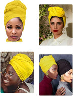 Harewom Head Wraps for Black Women Stretch Head Scarf Long African Hair Wraps Turban Headwraps Jersey Headbands