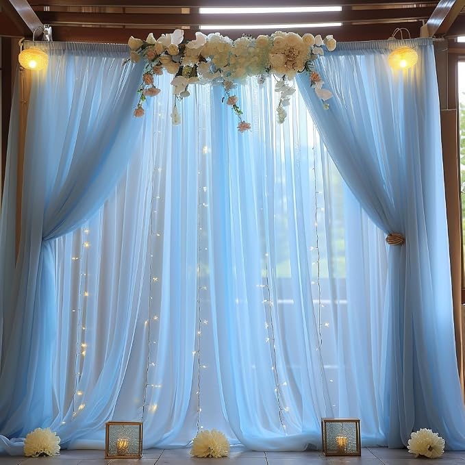 10x10ft Baby Blue Tulle Backdrop Curtain - Image 9