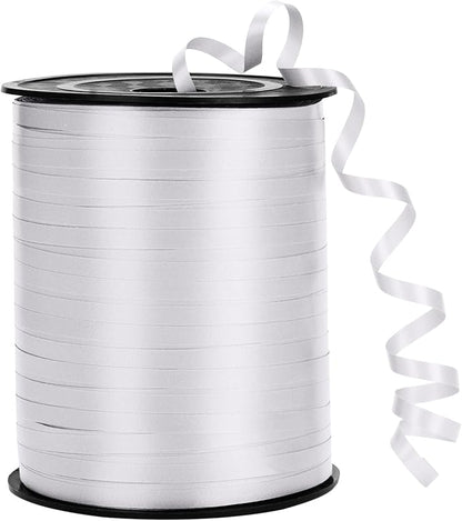 500 Yard White Curling Ribbon for Gift Wrapping, Balloon String, 3/16" Thin by MOTYAWN