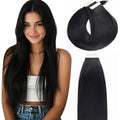 Lacer Tape in Hair Extensions Human Hair 12 Inch Double Sided Tape for Skin Weft Hair Extensions Tape in 20Pcs 50Gram Seamless Color 1 Jet Black