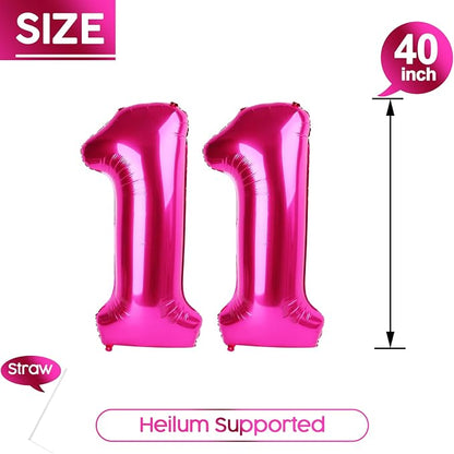 11 Balloon - Hot Pink Birthday Number Balloons, 40 Inch Party Decorations | Hot - Image 5