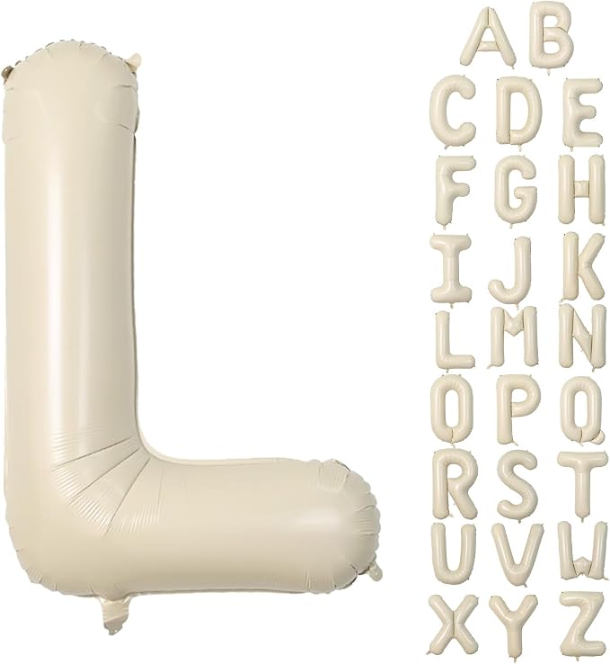 Cream L Letter Balloons, 40 Inch Letter L Balloon Beige, Helium Custom Letter by Dagelar