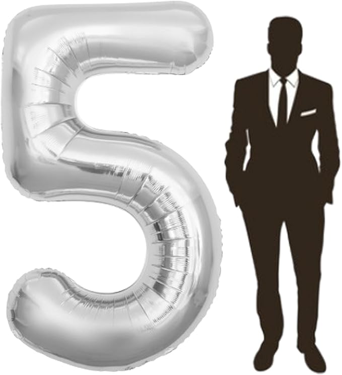 65 Inch Giant Silver Foil Number Balloon, Old Children's Birthday Party Helium by Yimenbloon
