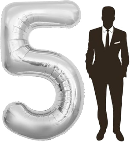 65 Inch Giant Silver Foil Number Balloon, Old Children's Birthday Party Helium by Yimenbloon