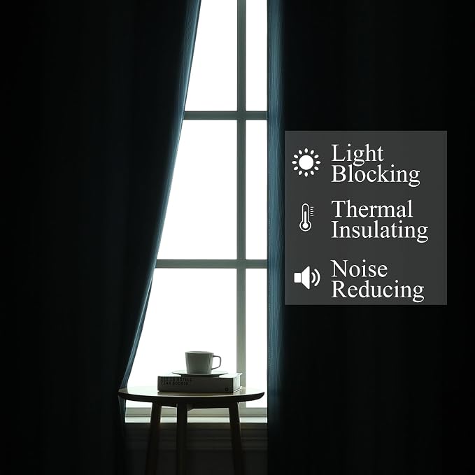 Black and Navy Blue Ombre Blackout Curtains 45 Inches Long, Full Room Darkening - Image 3