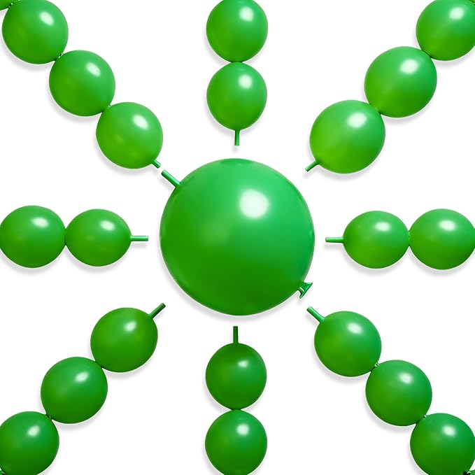 PartyWoo Green Linking Balloons 100pcs 12 Inch Green Link Balloons | by PartyWoo
