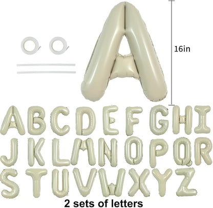 TONIFUL Cream Green Letter Balloons 2 Set 16Inch A-Z Custom Alphabet Banner | - Image 2