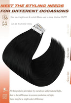 Sunny Hair Tape in Hair Extensions Human Hair 24inch Hair Extensions Real Human Hair Tape in Extensions for Women Jet Black Invisible Remy Hair Natural Straight Skin Weft Double Sided Tapes 20Pcs 50g
