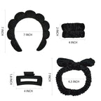 7 Pcs Spa Set, Facial Headband and Wristband Set, Skincare Accessories, College Style Girl Idea Gifts, Hair Accessories for Women and Girls (Black)