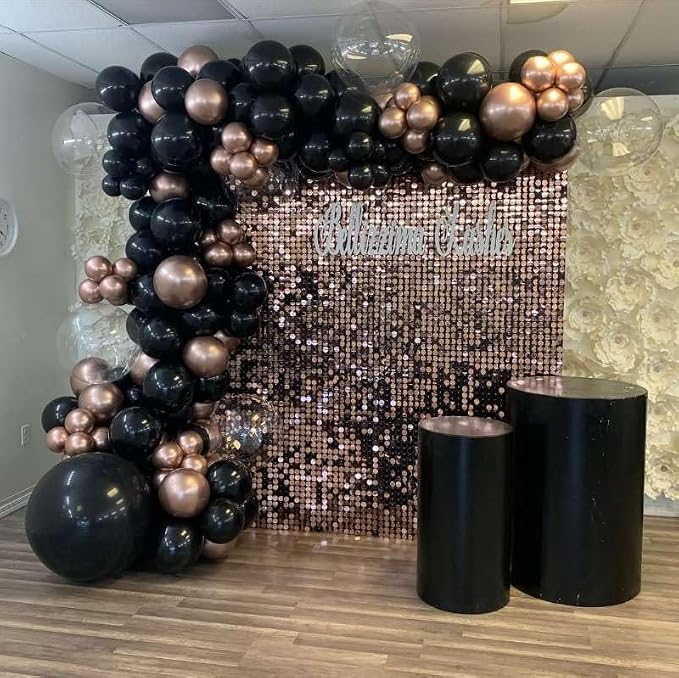 Rose Gold and Black Balloons Garland Arch Kit - Image 4