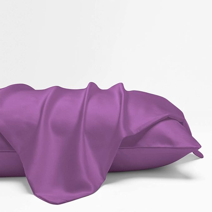NTBAY Zippered Satin Pillow Cases for Hair and Skin, Luxury King Hidden Zipper Pillowcases Set of 2, 20x36 Inches, Purple